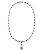 Sapphire (13-1/2 Ct. T.w.) And Diamond (1-1/5 Ct. T.w.) Collar Necklace In 14k White Gold
