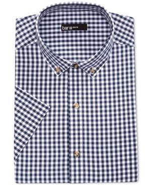 Bar Iii Men's Slim-fit Navy And White Gingham Short-sleeve Dress Shirt, Only At Macy's