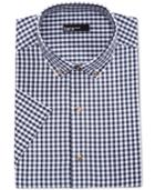 Bar Iii Men's Slim-fit Navy And White Gingham Short-sleeve Dress Shirt, Only At Macy's