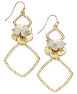 I.n.c. Gold-tone Flower Geo Drop Earrings, Created For Macy's