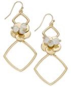 I.n.c. Gold-tone Flower Geo Drop Earrings, Created For Macy's