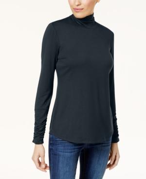 Style & Co Ruched Mock-neck Top, Created For Macy's