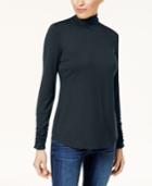 Style & Co Ruched Mock-neck Top, Created For Macy's