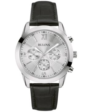 Bulova Men's Chronograph Black Leather Strap Watch 40mm 96a162, A Macy's Exclusive Style
