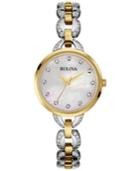 Bulova Women's Crystal Two-tone Stainless Steel Bracelet Watch 28mm 98l206