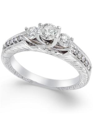 Diamond Three-stone Ring In 14k White Gold (3/4 Ct. T.w.)
