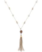 Paul & Pitu Naturally 14k Gold-plated Multi-stone And Cultured Freshwater Pearl Tassel Pendant Necklace
