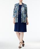 R & M Richards Plus Size Metallic Paisley Jacket & Necklace Dress