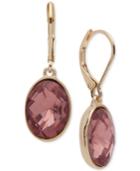 Nine West Gold-tone Pink Stone Drop Earrings