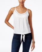 American Rag Juniors' Crochet Texture Tie-front Tank, Only At Macy's