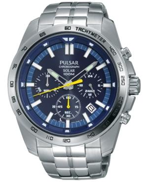 Pulsar Men's Solar Chronograph Stainless Steel Bracelet Watch 45mm Pz5001