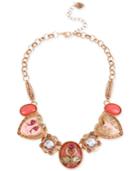 Betsey Johnson Rose Gold-tone Swan Charm Frontal Necklace
