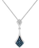 Blue And White Diamond Pendant Necklace In Sterling Silver (1/5 Ct. T.w.)