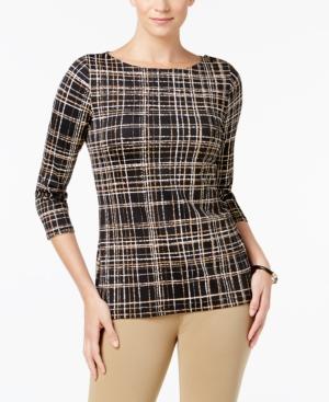 Charter Club Printed Button-detail Top, Created For Macy's