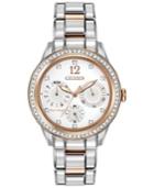 Citizen Women's Chronograph Eco-drive Silhouette Crystal Two-tone Stainless Steel Bracelet Watch 37mm Fd2016-51a