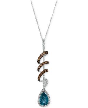 Le Vian Chocolatier Deep Sea Blue Topaz (1-3/8 Ct. T.w.) & Diamond (5/8 Ct. T.w.) Pendant Necklace In 14k White Gold