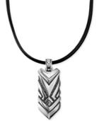 Scott Kay Men's Hematite Accent Black Leather Cord Chevron Pendant Necklace In Sterling Silver