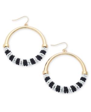 Trina Turk X I.n.c. Large Gold-tone Beaded Drop Hoop Earrings, Created For Macy's