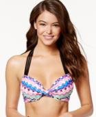 California Waves Chevron-print Push-up Underwire Halter Bikini Top Women's Swimsuit