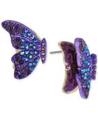 Betsey Johnson Two-tone Pave Butterfly Stud Earrings