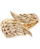Betsey Johnson Gold-tone Crystal Angel Wing Hinge Bangle Bracelet