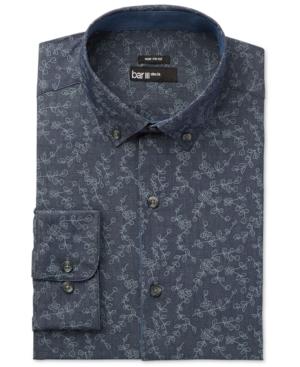 Bar Iii Men's Wear Me Out Slim-fit Indigo Vine-print Dress Shirt, Only At Macy's