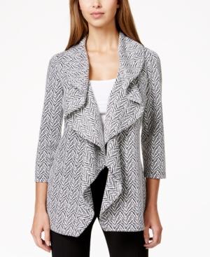 Calvin Klein Printed Open-front Ruffled Soft Jacket
