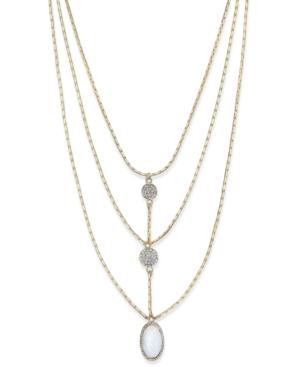 Inc International Concepts Gold-tone White Stone And Crystal Triple Row Necklace, Only At Macy's