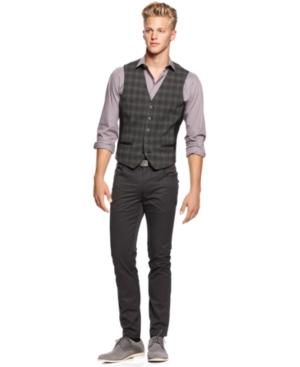 Bar Iii Vest, Button-front Plaid