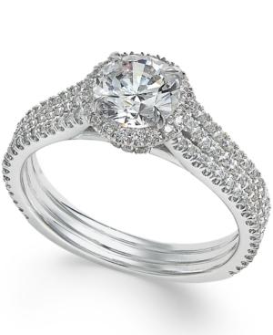 Certified Diamond Halo Engagement Ring (1-1/2 Ct. T.w.) In 14k White Gold