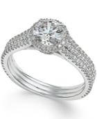 Certified Diamond Halo Engagement Ring (1-1/2 Ct. T.w.) In 14k White Gold