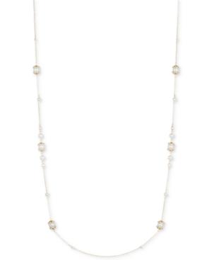 Anne Klein Gold-tone Pave Imitation Pearl Rope Necklace