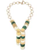 Robert Lee Morris Soho Two-tone Horn Layered Disc Lariat Necklace