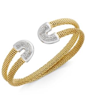 Diamond Horseshoe Double Mesh Cuff Bracelet (1/2 Ct. T.w.) In 14k Gold-plated Sterling Silver
