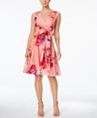 Calvin Klein Floral-print Wrap Fit & Flare Dress