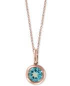 Effy Blue Topaz Bezel 18 Pendant Necklace (3/4 Ct. T.w.) In 14k Rose Gold