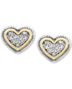 Effy Kidz Children's Diamond Accent Heart Stud Earrings In Sterling Silver & 18k Gold