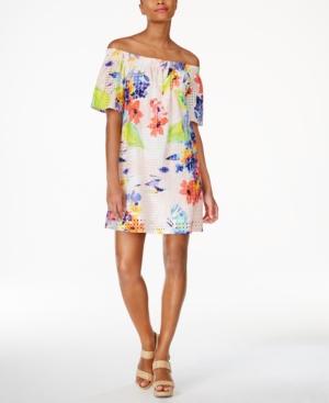 Trina Turk Savilla Cotton Off-the-shoulder Shift Dress