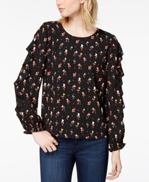 Maison Jules Printed Ruffled Top, Created For Macy's