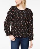 Maison Jules Printed Ruffled Top, Created For Macy's