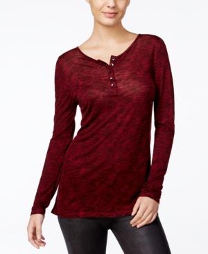 Kensie Space-dyed Henley Top