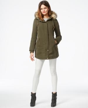 Dkny Faux-fur-trim Parka Jacket