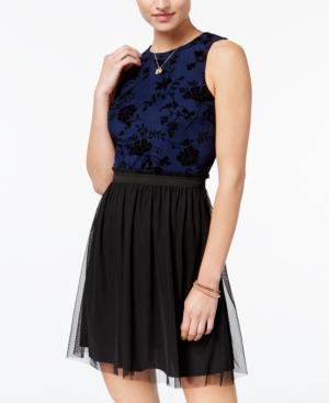 Speechless Juniors' Flocked Fit & Flare Dress