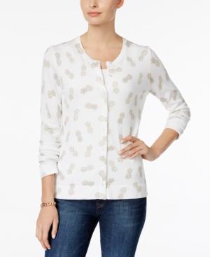 Charter Club Pineapple-print Cardigan, Only At Macy's