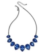 I.n.c. Hematite-tone Blue Crystal Drop Collar Necklace, 18 + 3 Extender, Created For Macy's