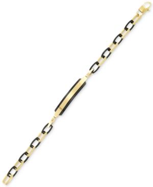 Legacy For Men By Simone I. Smith Two-tone Id Plate Bracelet In Black & Yellow Ion-plated Stainless Steel