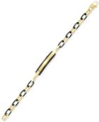 Legacy For Men By Simone I. Smith Two-tone Id Plate Bracelet In Black & Yellow Ion-plated Stainless Steel