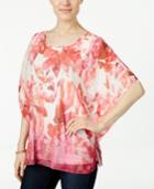 Jm Collection Floral-print Poncho Top, Only At Macy's