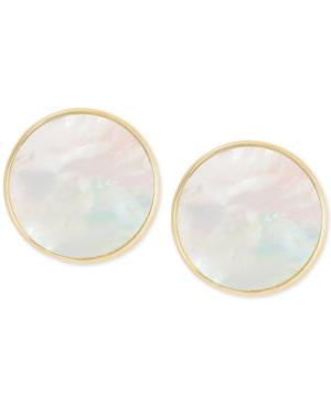 Mother-of-pearl Disc Stud Earrings