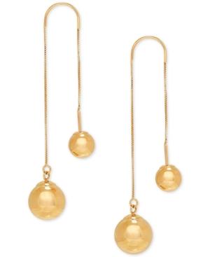 Double Polished Ball Threader Earrings In 10k Gold